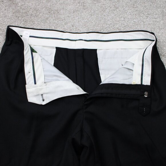 LAUREN Ralph Lauren Pants Mens 38x32 Black Wool/Cashmere Flat Front Cuffed - Picture 9 of 12